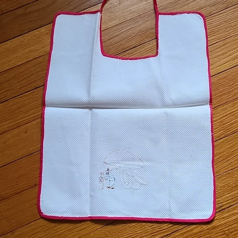 Antique Baby Bib Hand Embroidered Gnome & Mushroom